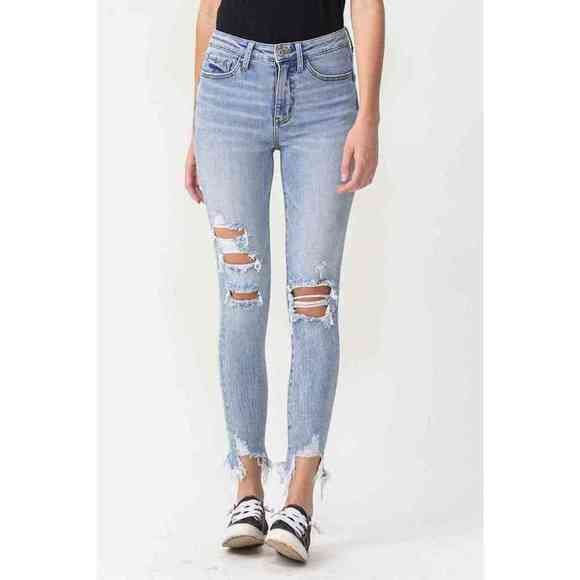 Lovervet Denim - Lovervet Full Size Lauren Distressed High Rise Skinny Jeans